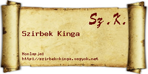 Szirbek Kinga névjegykártya